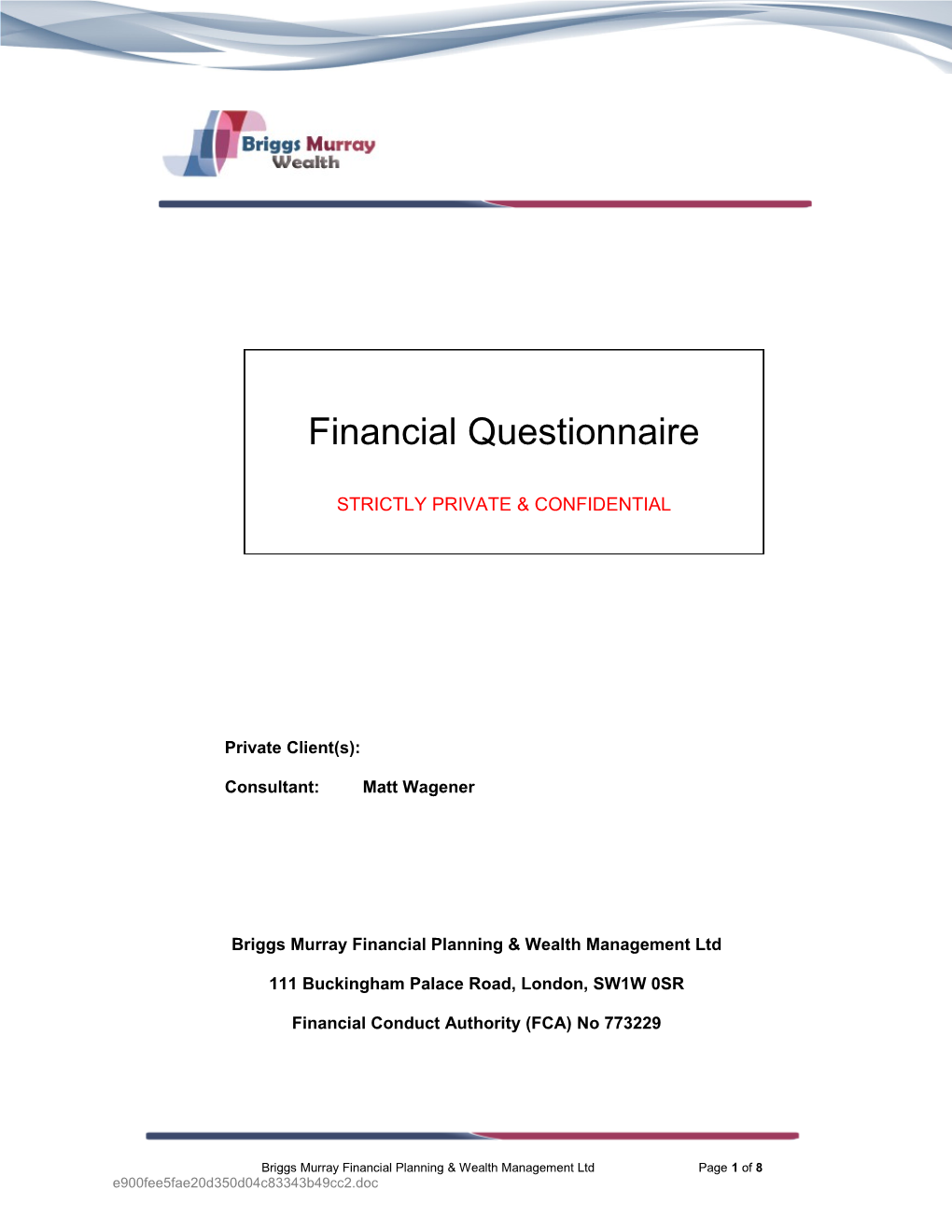 Client Financial Information Form