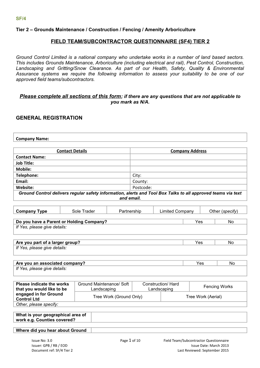 Tier 2 Grounds Maintenance / Construction / Fencing / Amenity Arboriculture