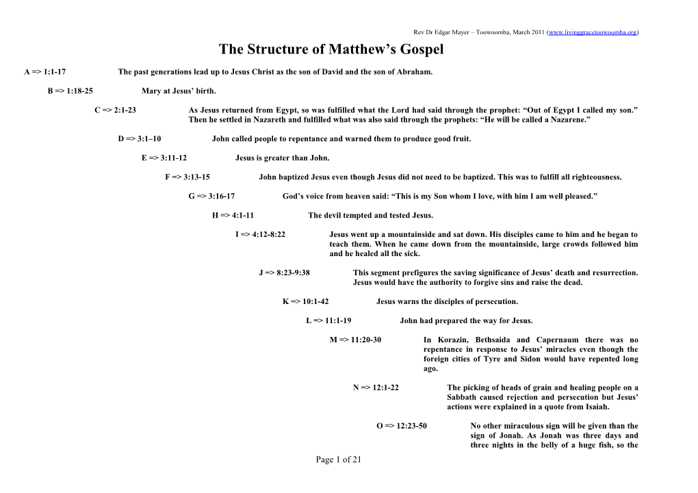 The Structure of Matthew S Gospel