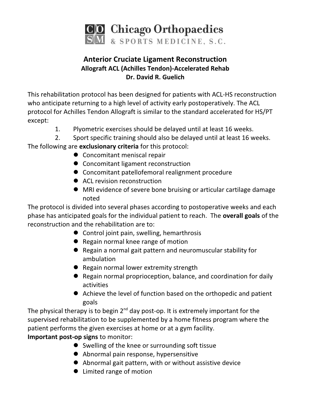 Anterior Cruciate Ligament Reconstruction