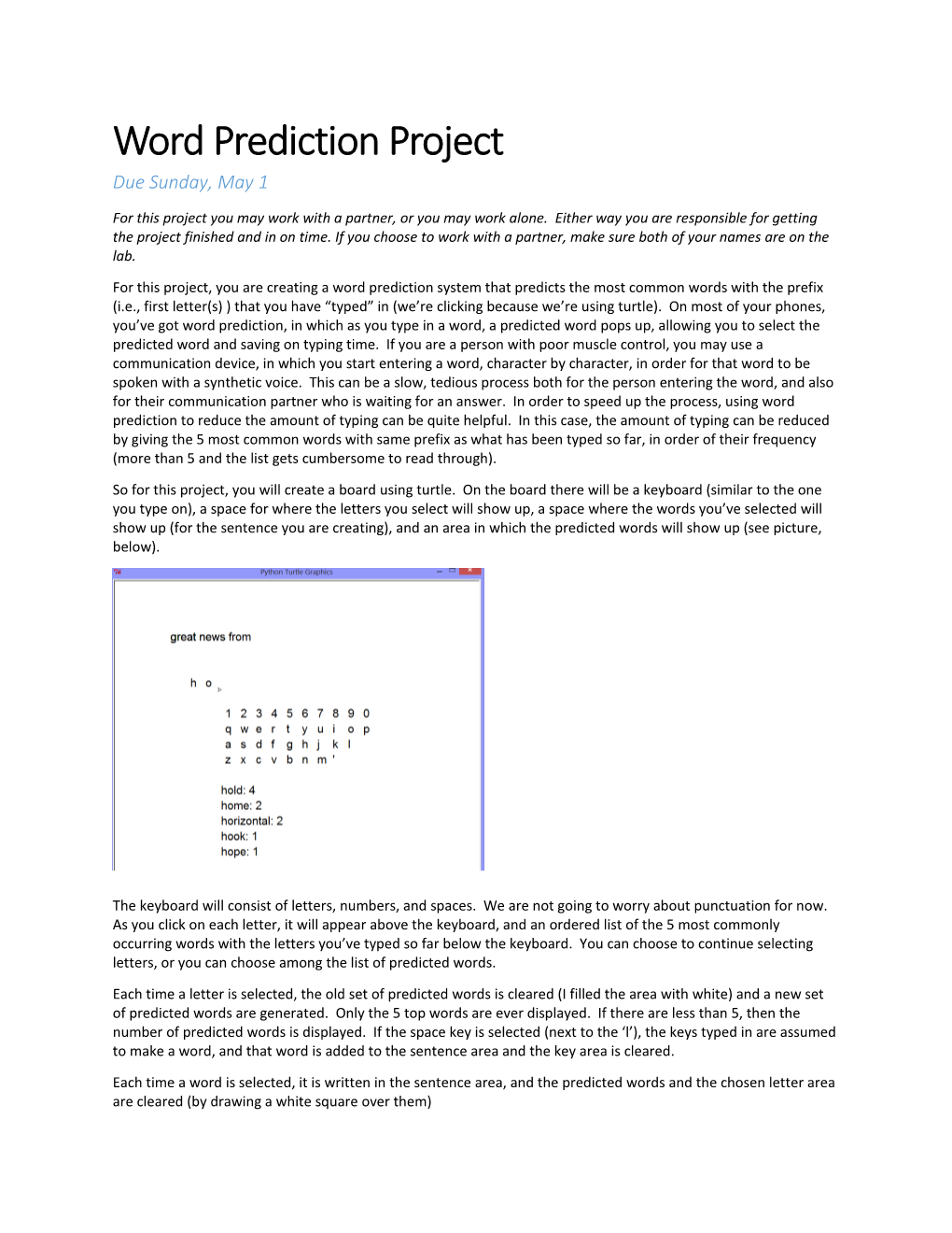 Word Prediction Project