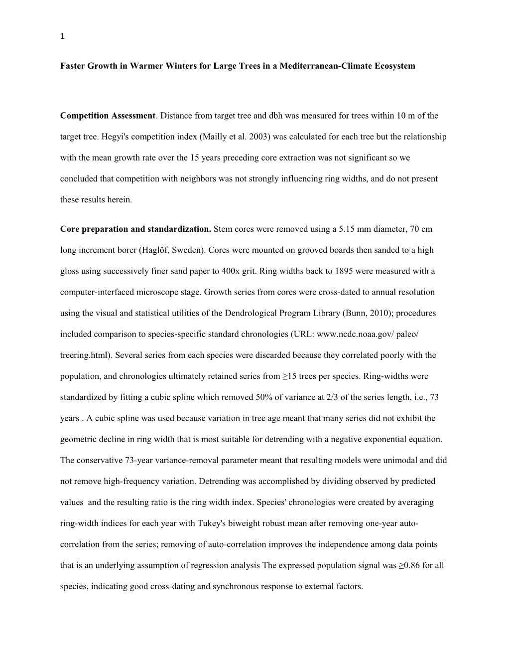 Faster Growth in Warmer Winters for Large Trees in a Mediterranean-Climate Ecosystem