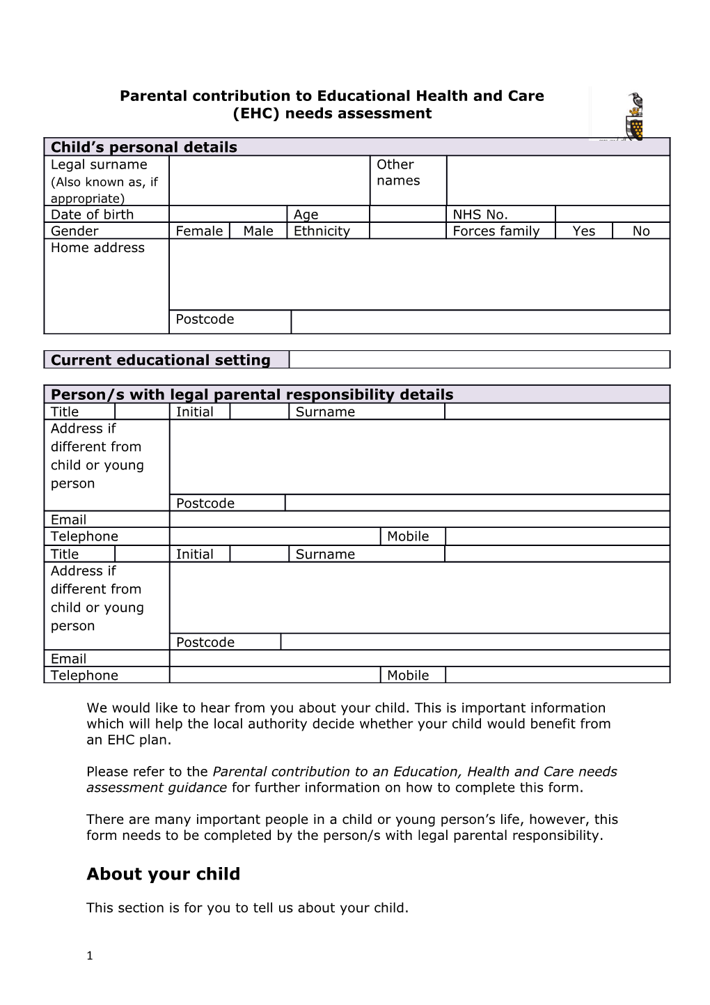 (EHC) Needs Assessment