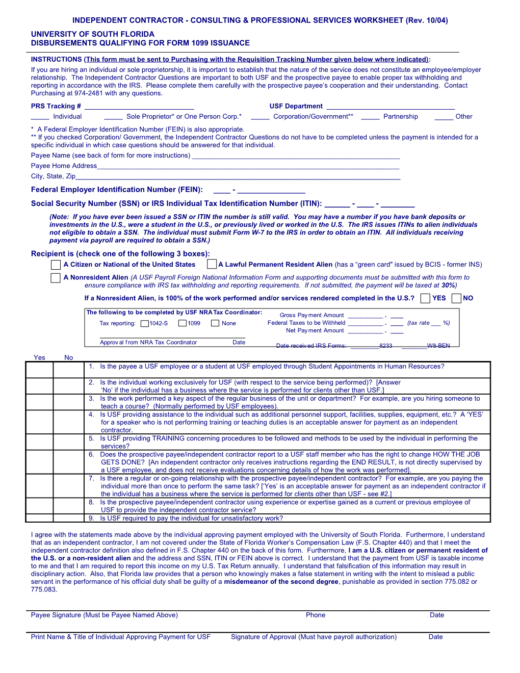 Consulting & Professional Services Worksheet