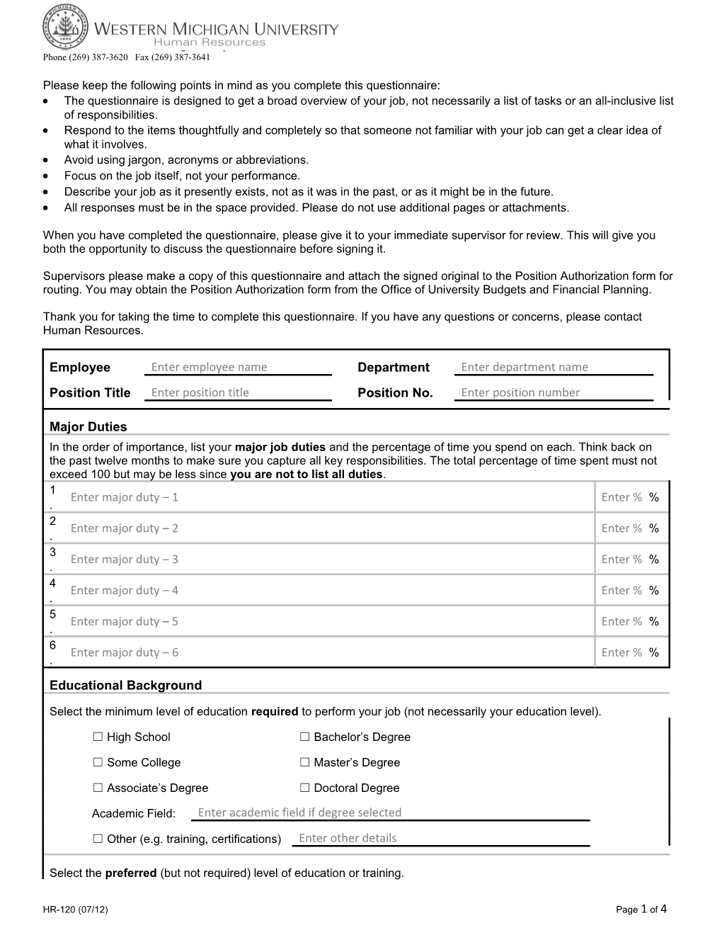 Job Profile Questionnaire
