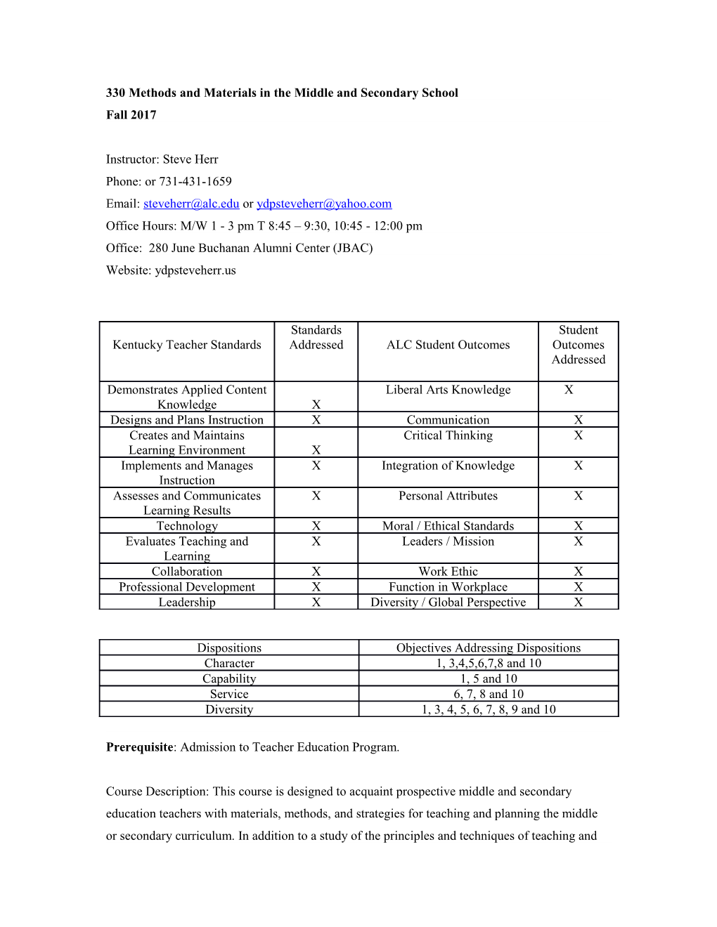 330 Methods and Materials in the Middle and Secondary School