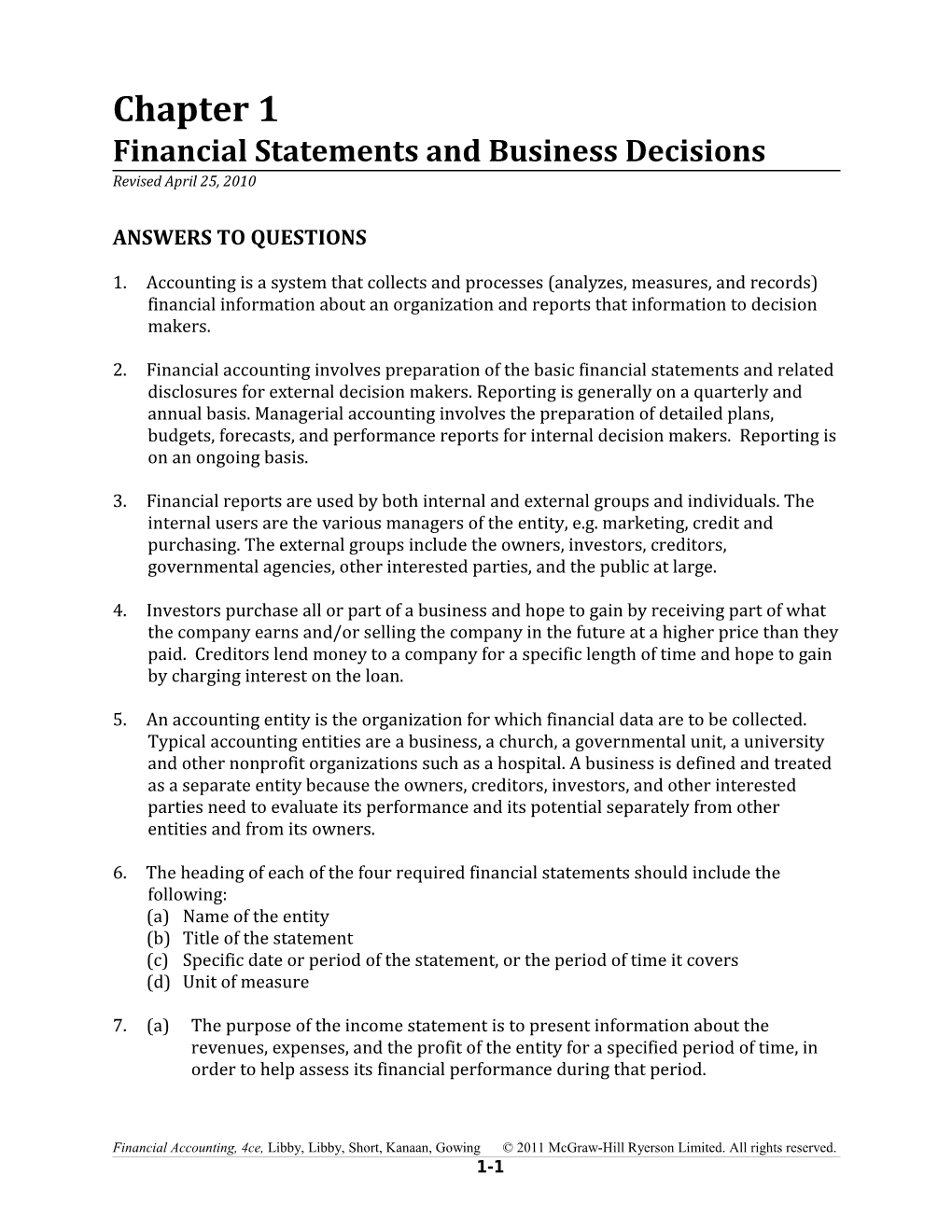 Financial Statements and Business Decisions