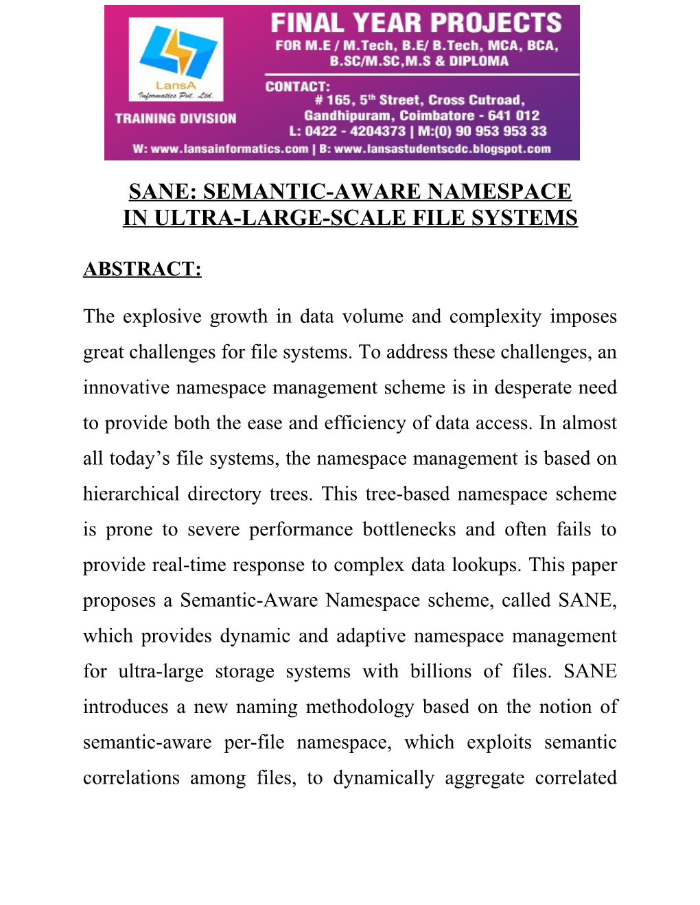 Sane: Semantic-Aware Namespace