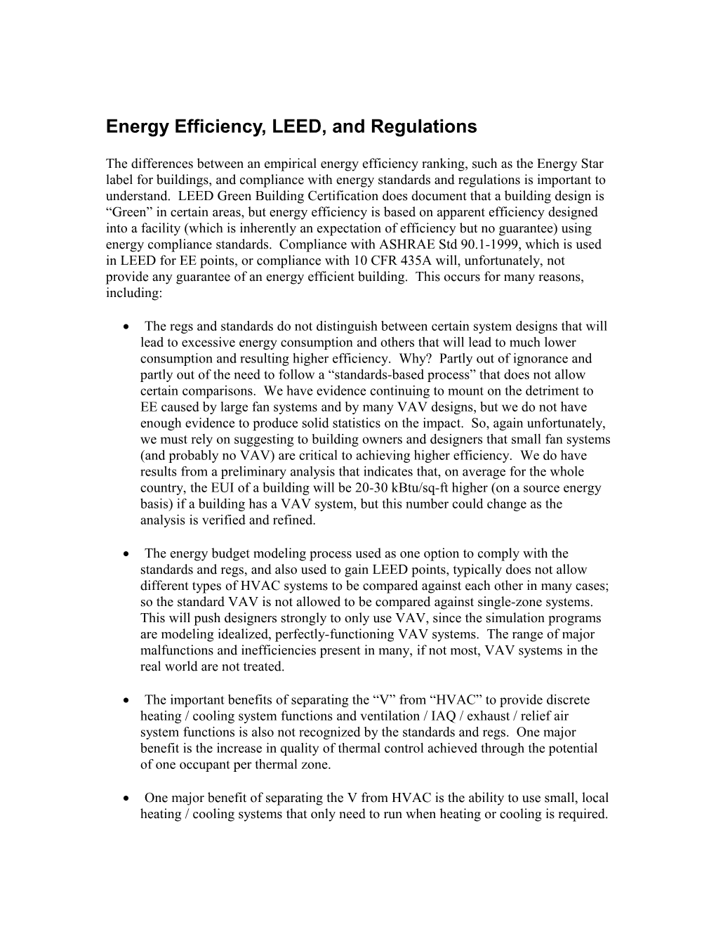 Energy Efficiency, LEED, and Regulations