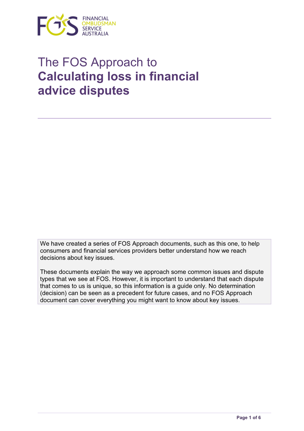 Approach to Calculating Loss in Financial