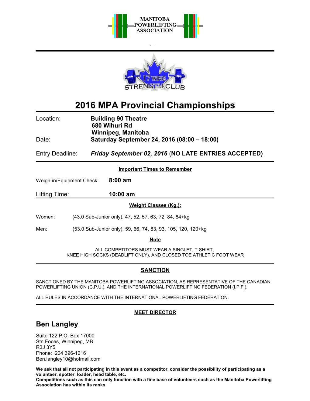 2016 MPA Provincial Championships