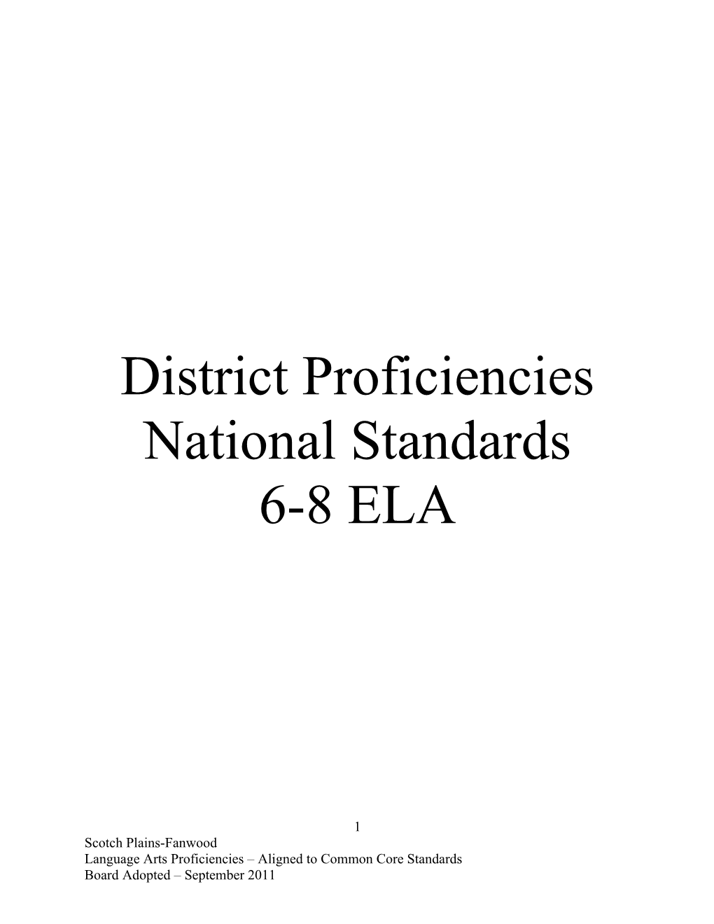 District Proficiencies National Standards