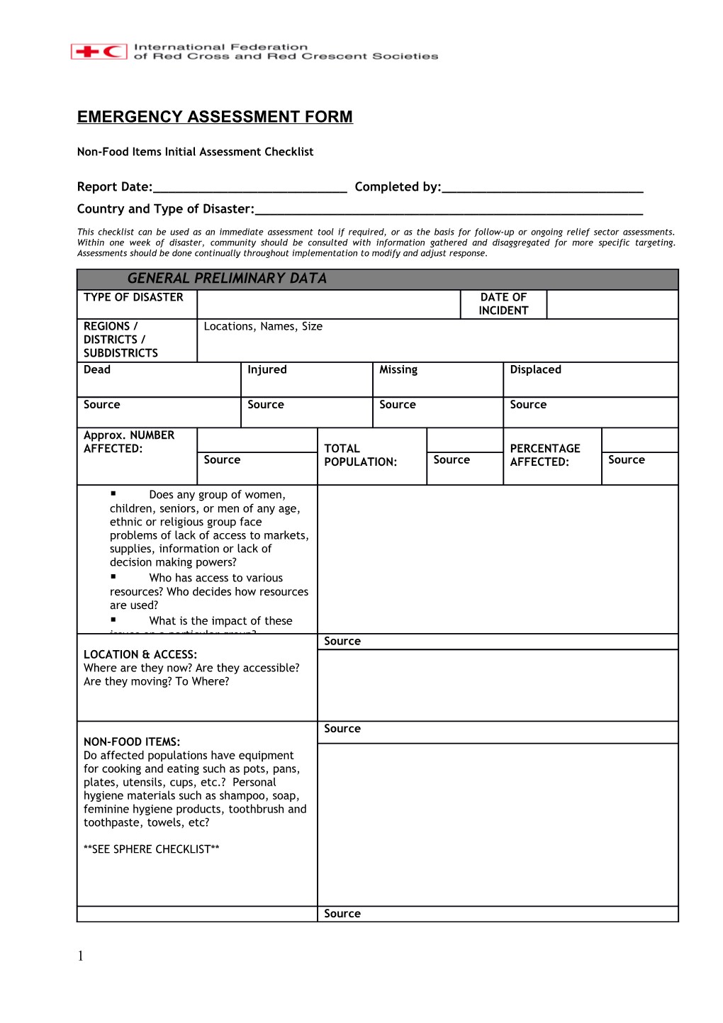 Emergency Assessment Form
