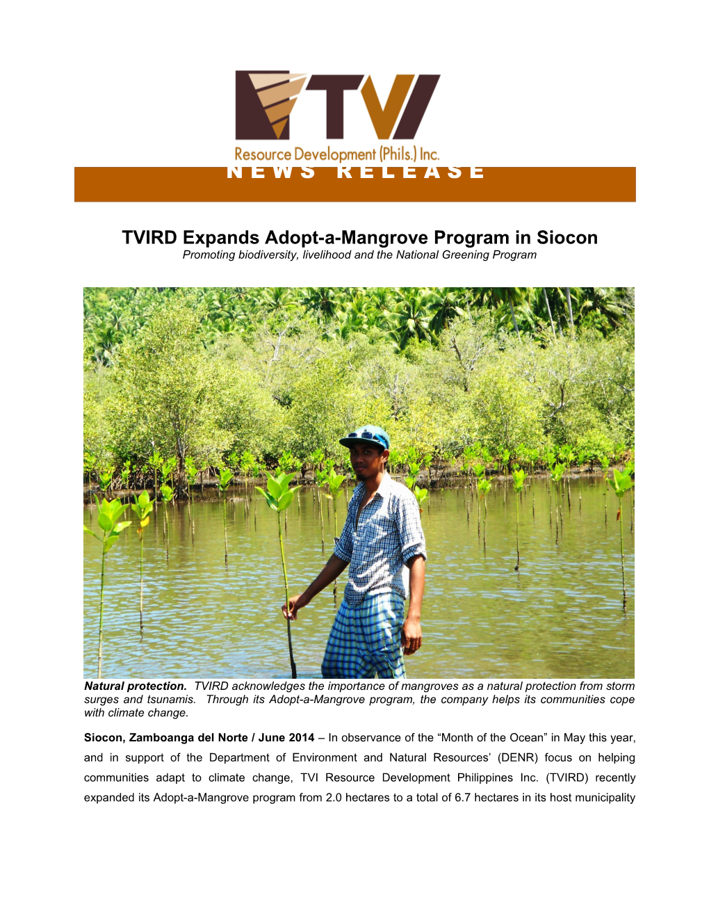TVIRD Expandsadopt-A-Mangrove Program in Siocon