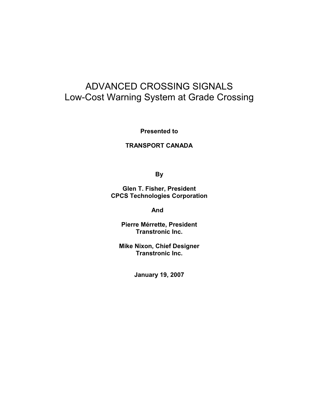 Advanced Crossing Signals