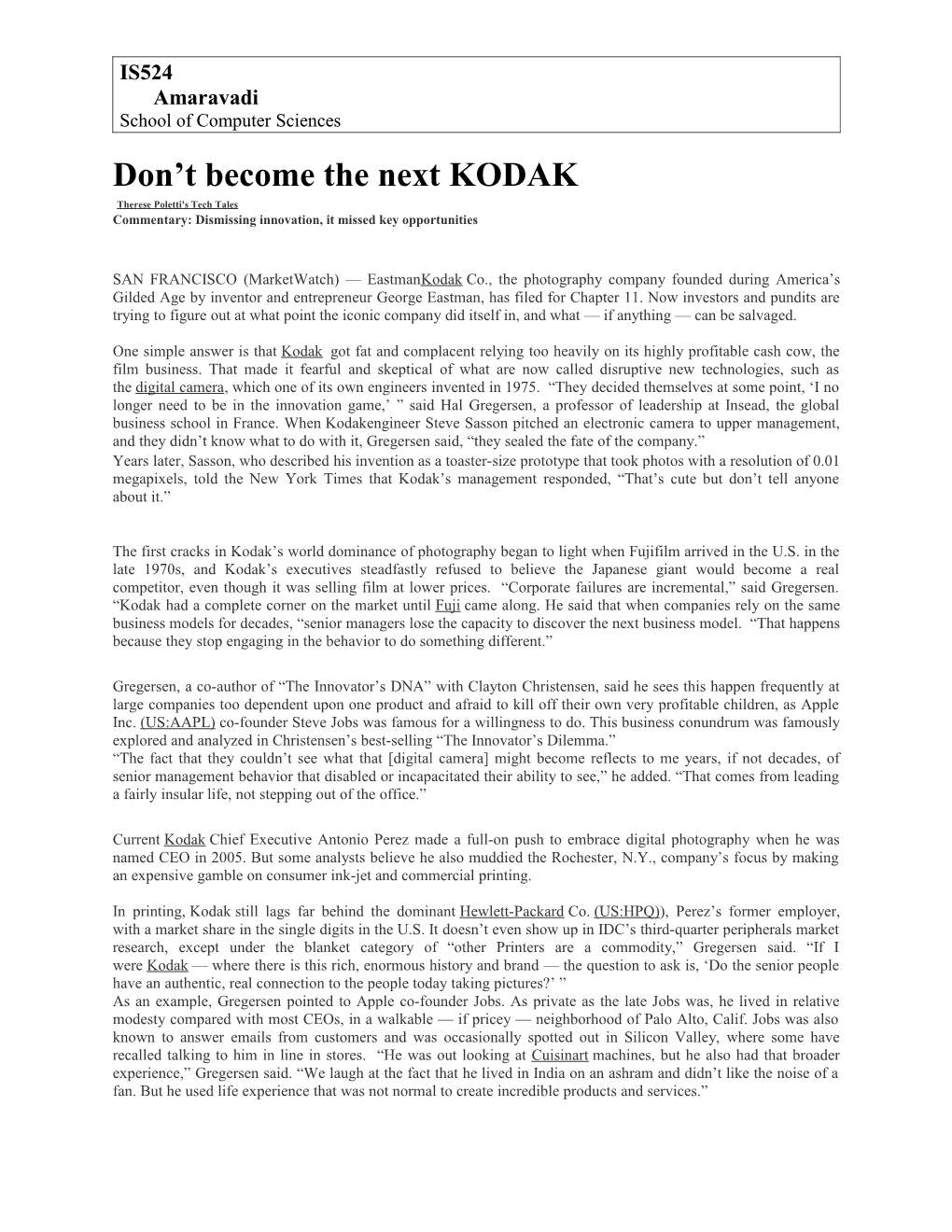 Don T Become the Next KODAK