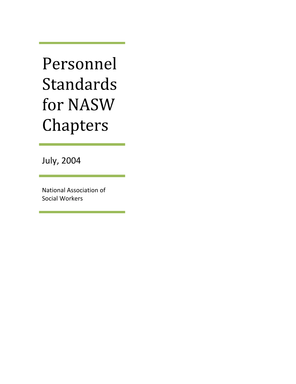 Personnel Standards for NASW Chapters