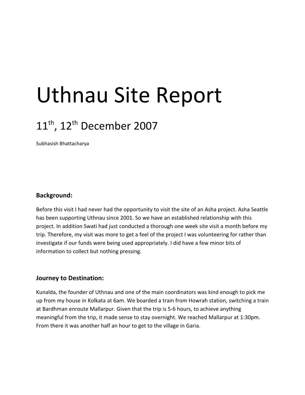 Uthnau Site Report