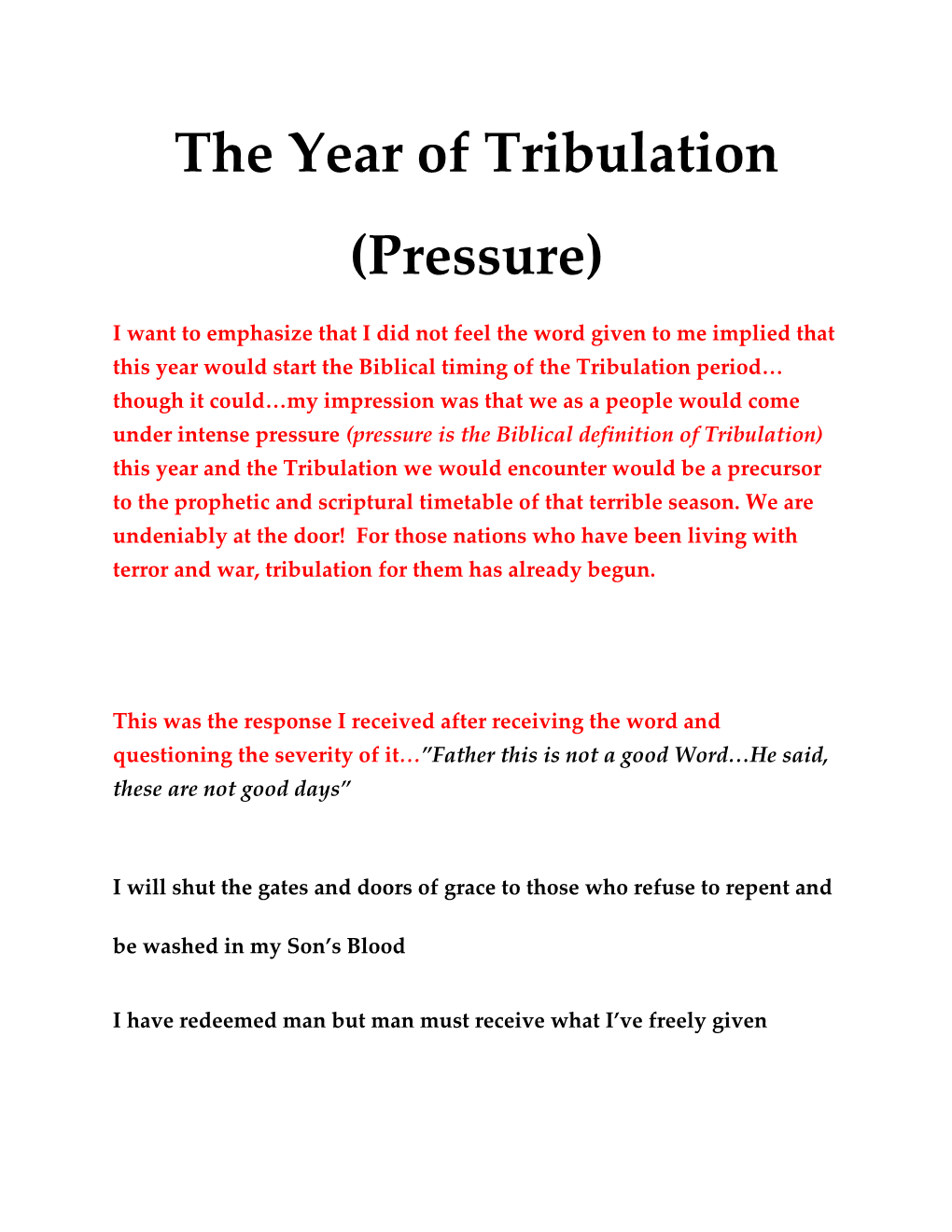 The Year of Tribulation