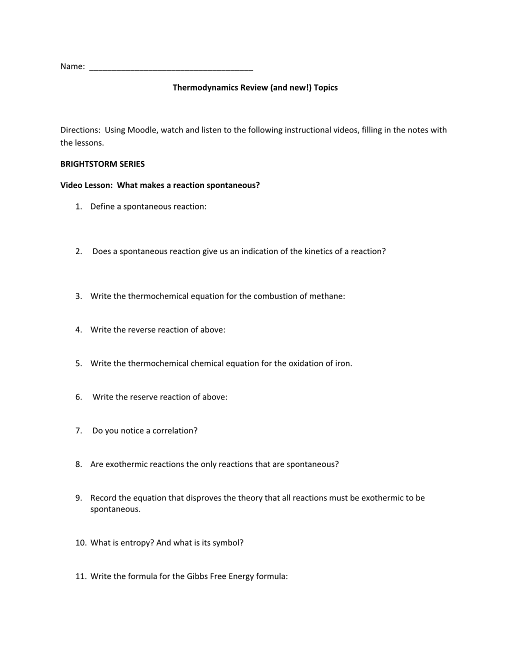 Thermodynamics Review (And New!) Topics