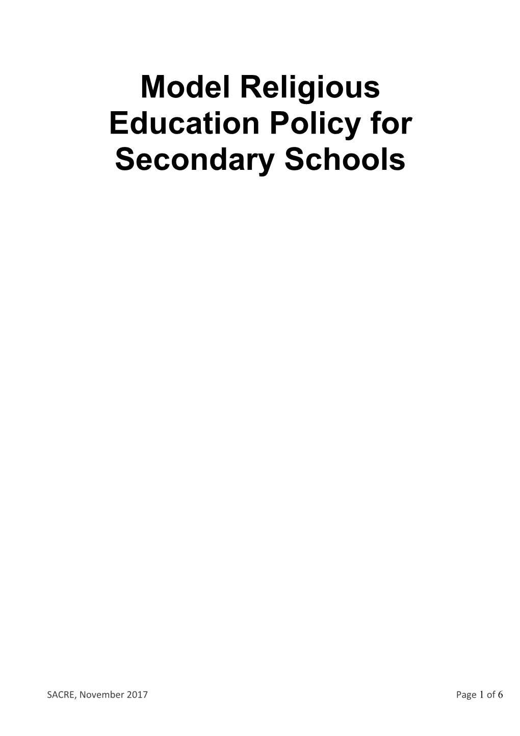 Csf0070 Model Religious Education Policy