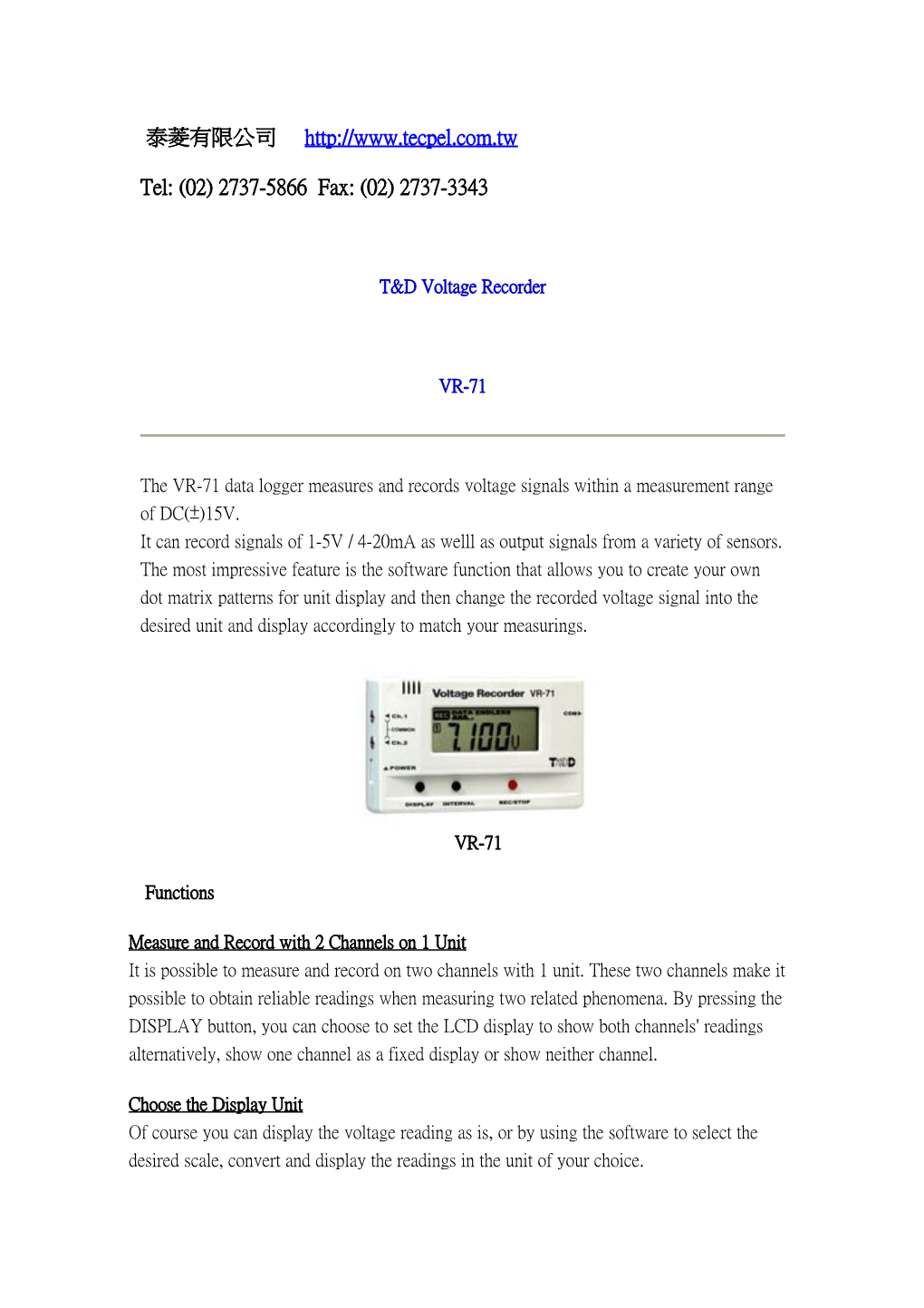 T&D Voltage Recorder