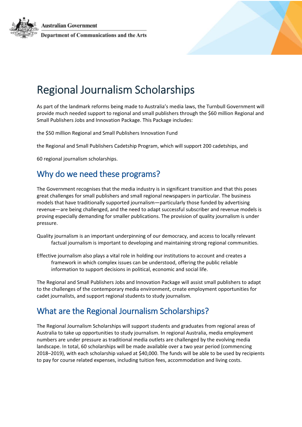 Regional Journalism Scholarships