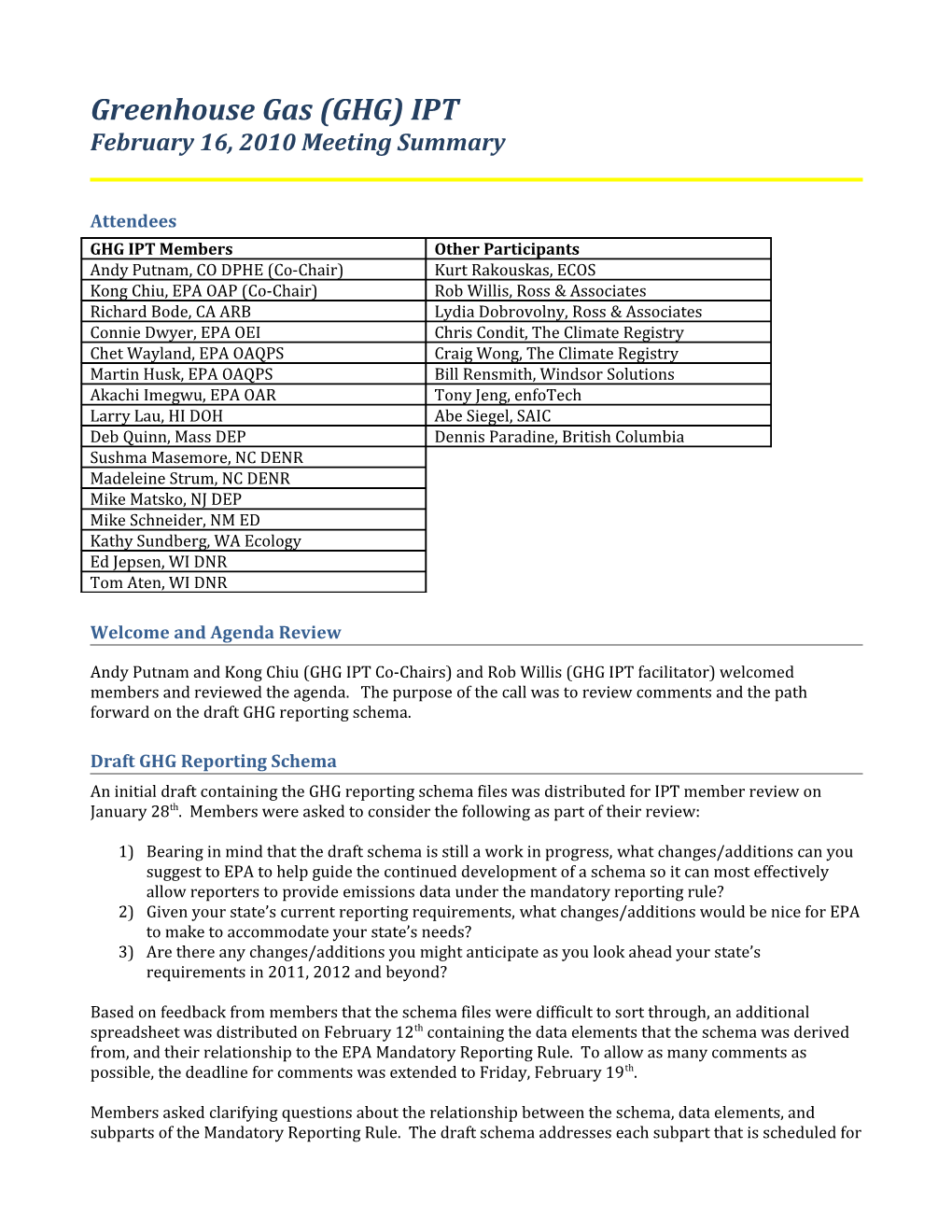 Greenhouse Gas (GHG) IPT