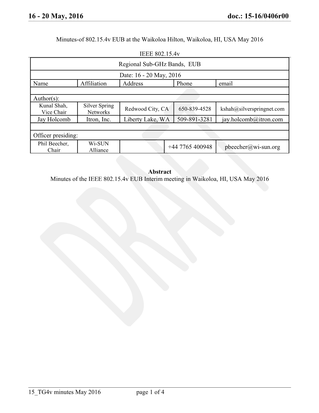 Minutes-Of 802.15.4V Eubat the Waikoloa Hilton, Waikoloa, HI, Usamay2016