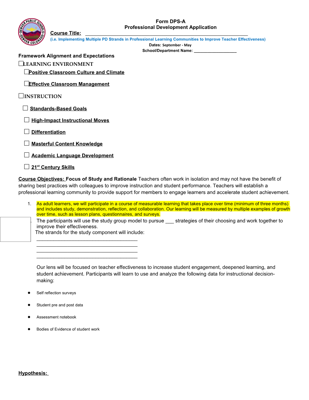 (I.E.Implementing Multiple PD Strands in Professional Learning Communities to Improve