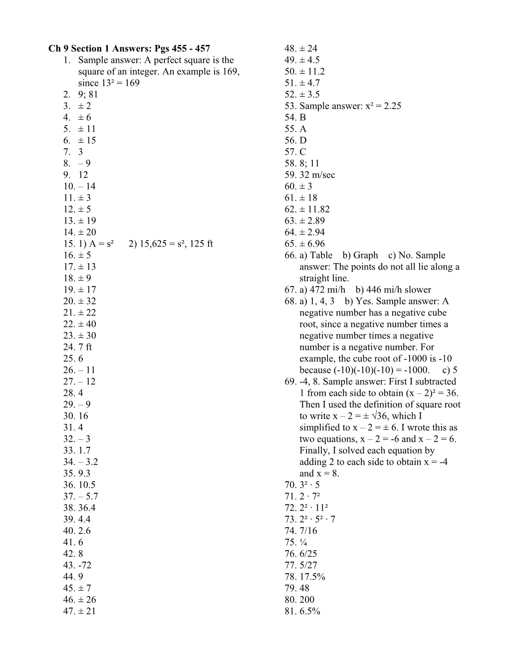 Ch 9 Section 1 Answers: Pgs 455 - 457