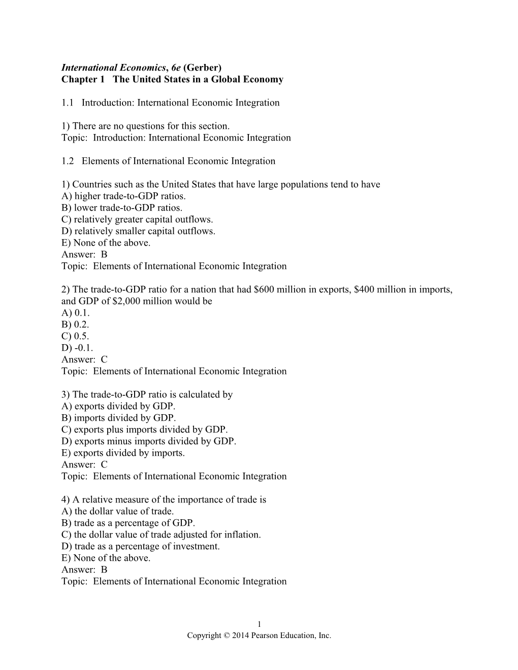 Chapter 1 the United States in a Global Economy