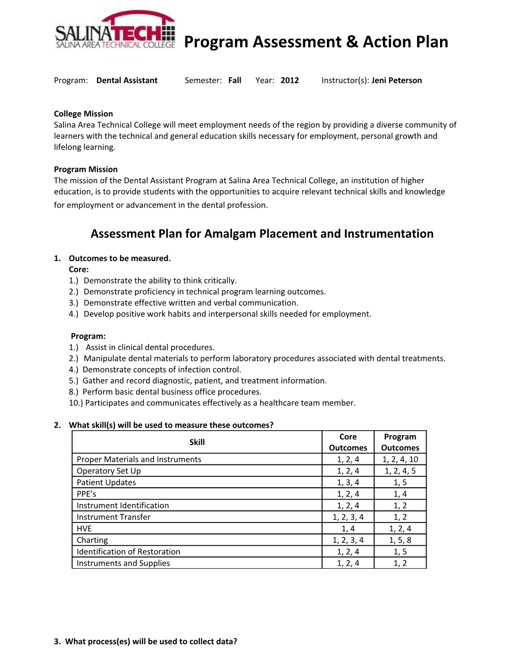 Program Assessment Action Plan