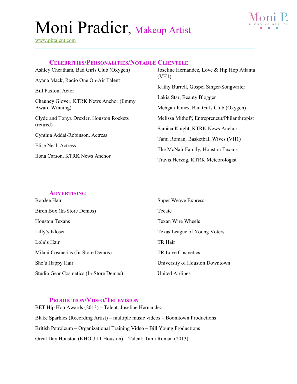 Celebrities/Personalities/Notable Clientele