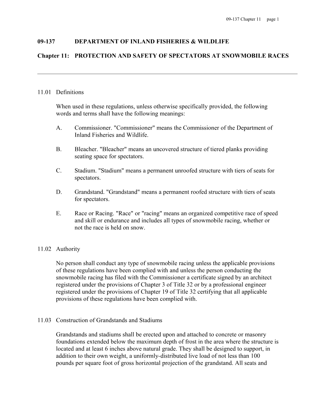 Chapter 11:PROTECTION and SAFETY of SPECTATORS at SNOWMOBILE RACES