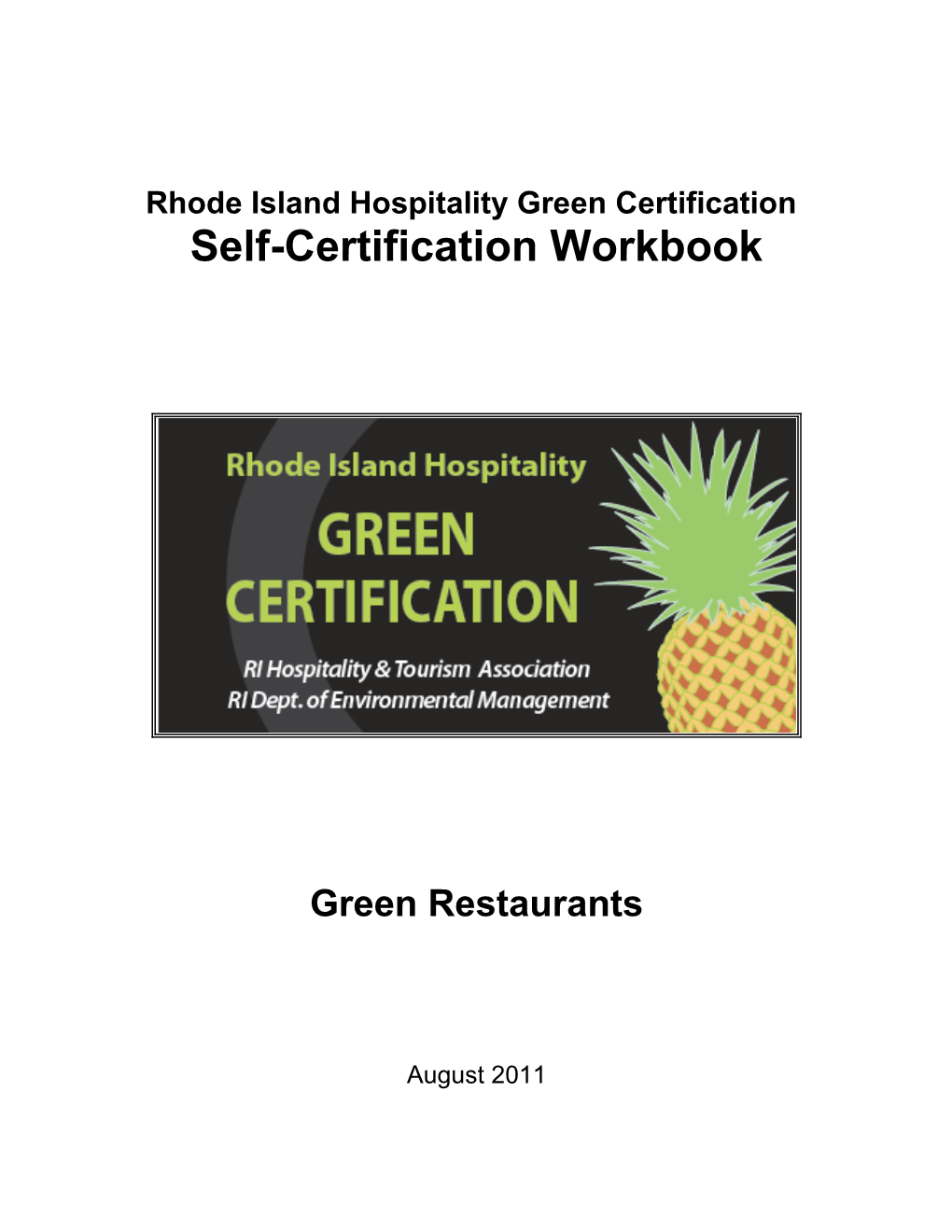 RI Green Restaurants Certification Workbook