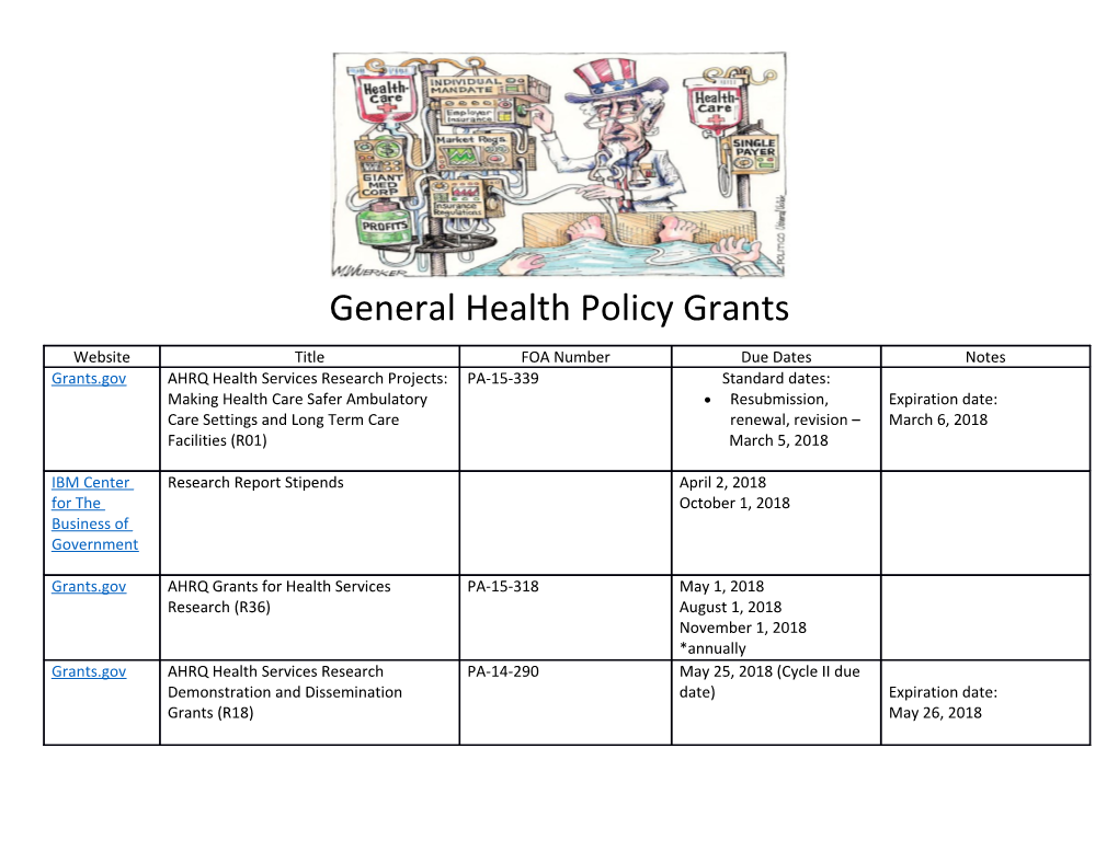 General Health Policy Grants