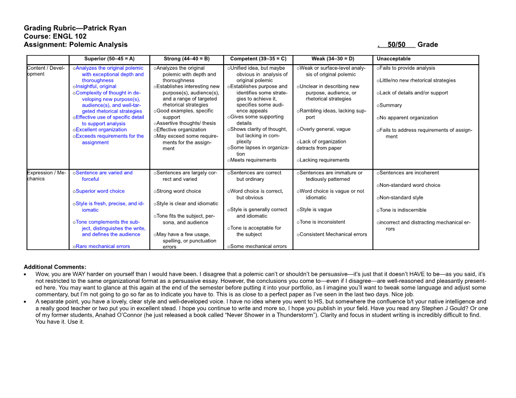 Text-In-Context Rubric