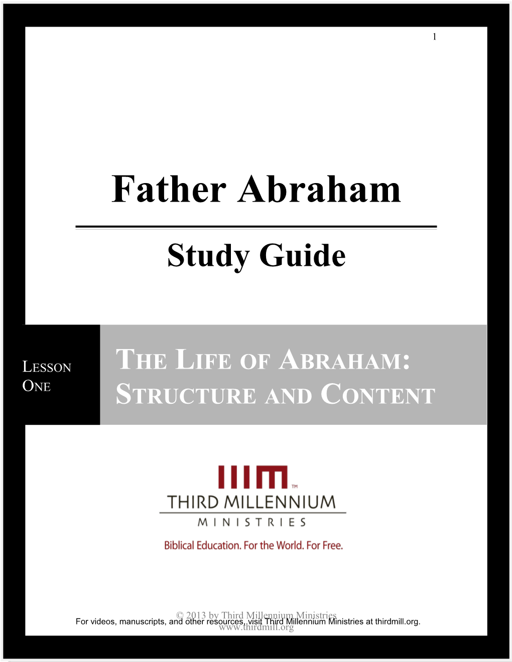 Lesson 1: the Life of Abraham: Structure and Content