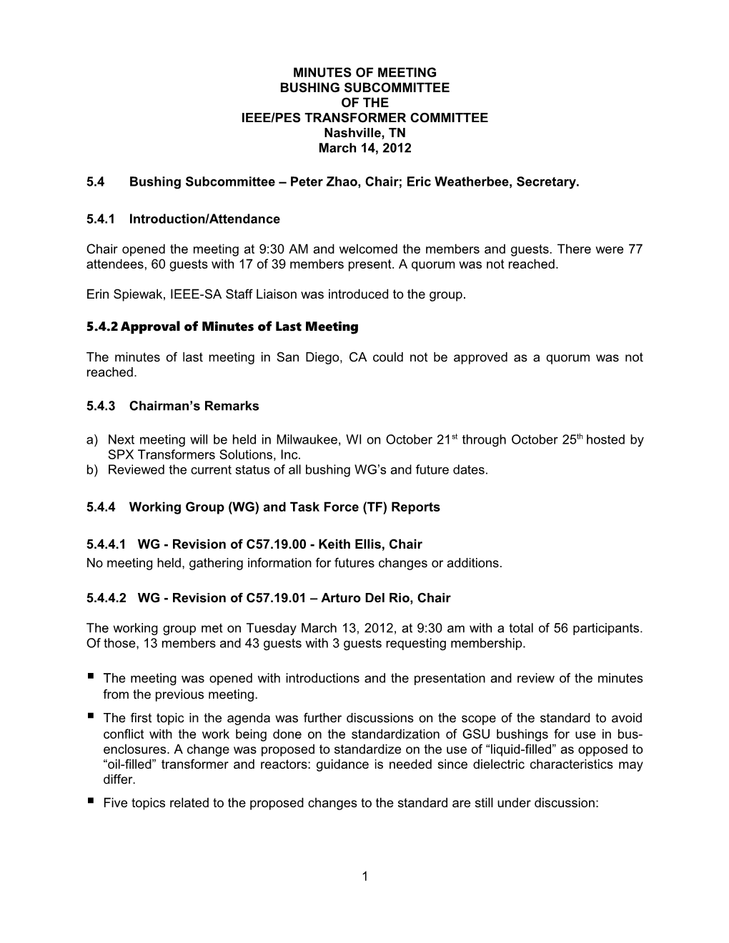 Spring 2010 Bushing SC Meeting Minutes