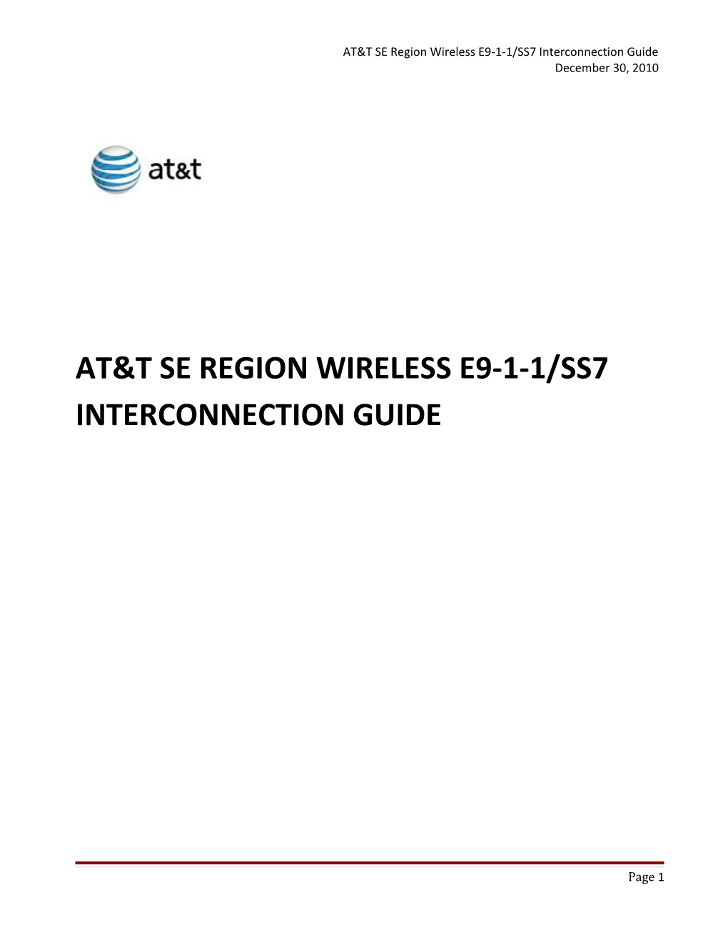 AT&T SE Region Wireless E9-1-1/SS7 Interconnection Guide