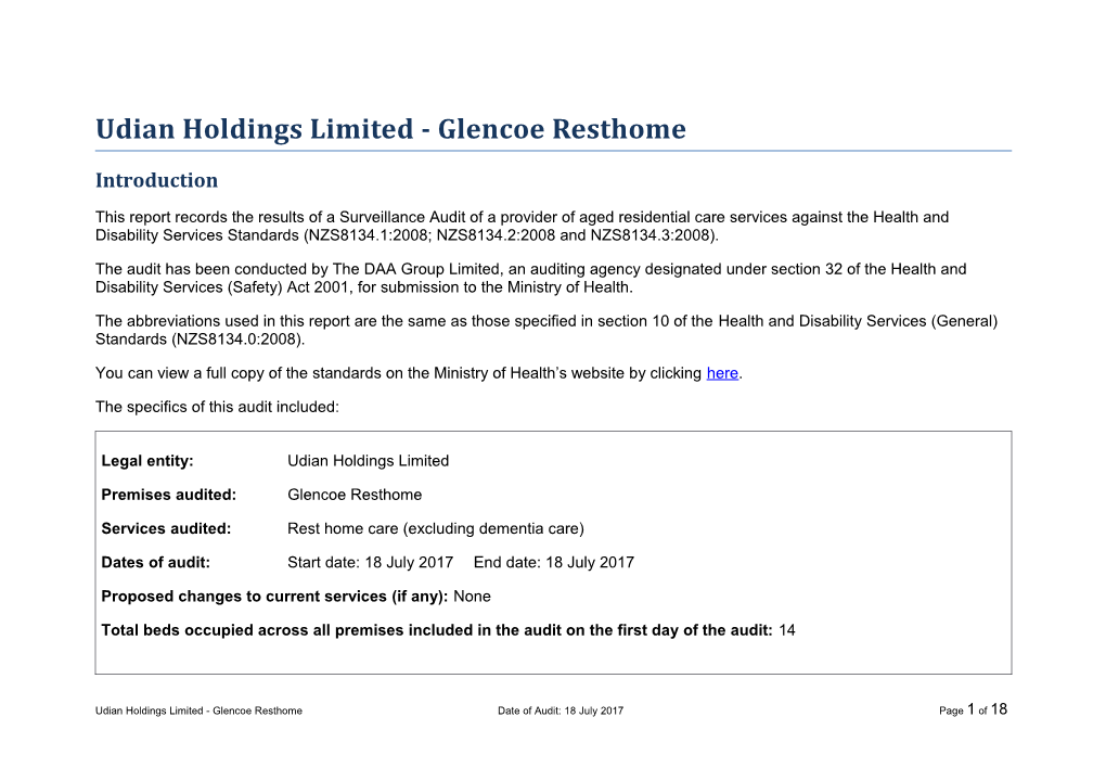 Udian Holdings Limited - Glencoe Resthome