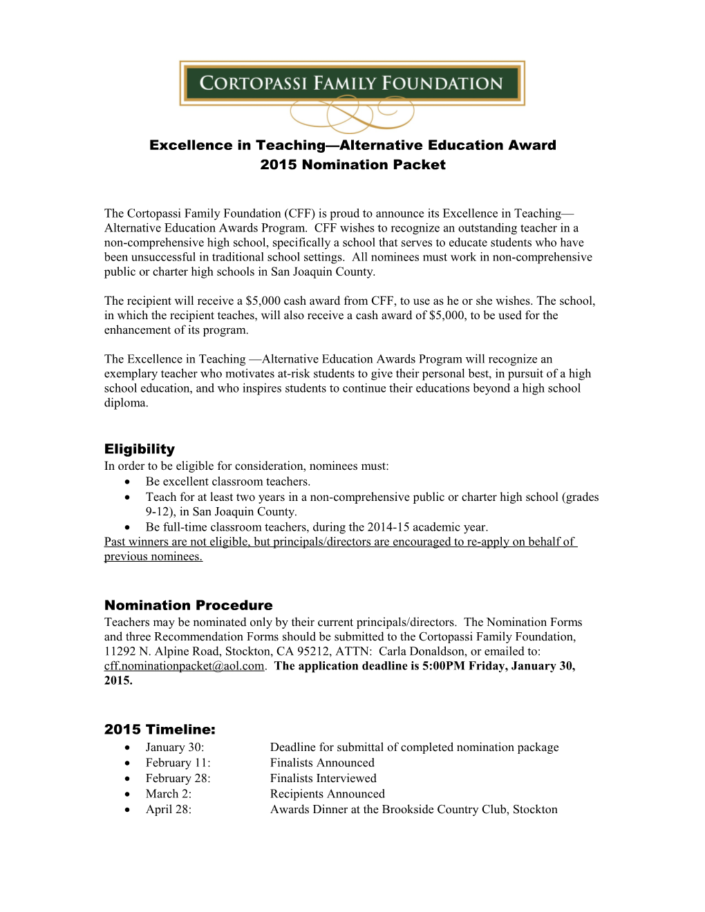 Excellence in Mathematics & Science Teaching Awards