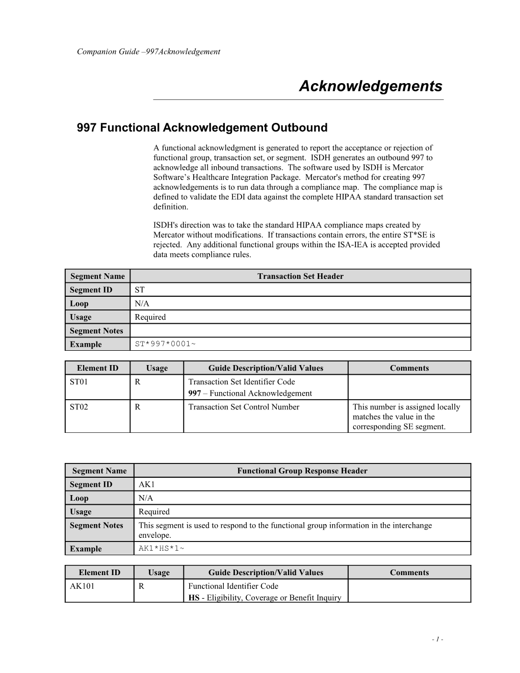 997 Functional Acknowledgement Outbound