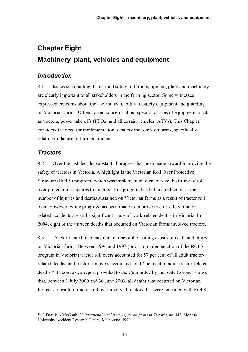 Chapter Eight Machinery, Plant, Vehicles and Equipment