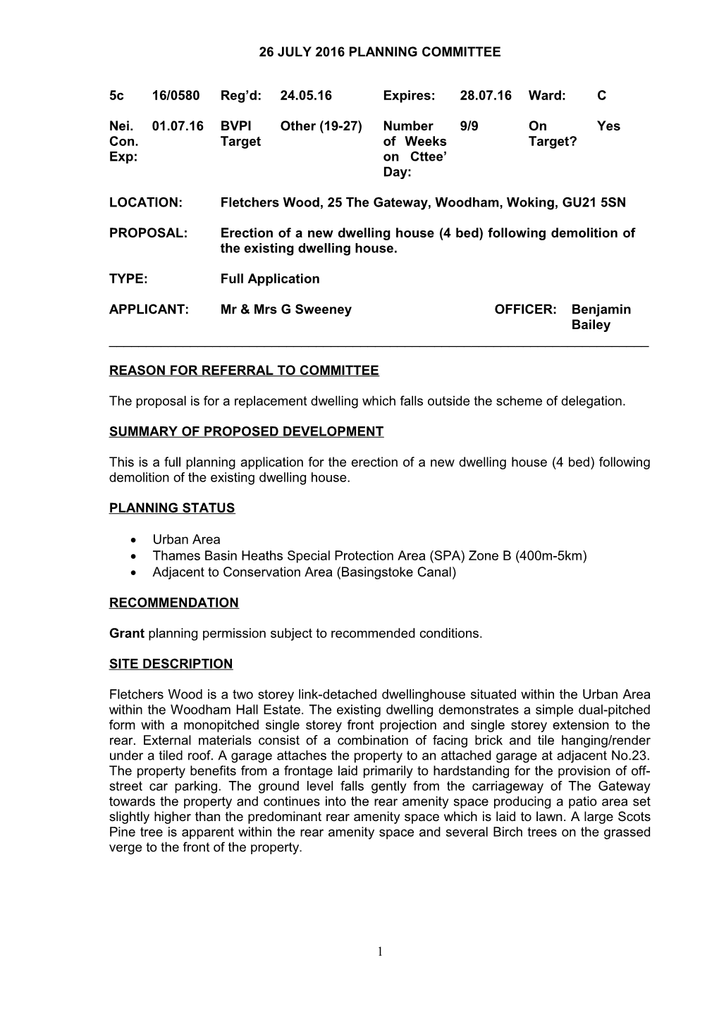 5C. 16.0580 Fletchers Wood, 25 the Gateway - Planning Committee - 26 July 2016