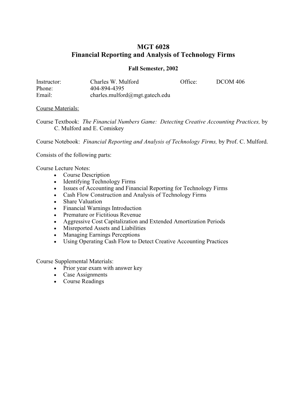 Financial Reporting and Analysis of Technology Firms