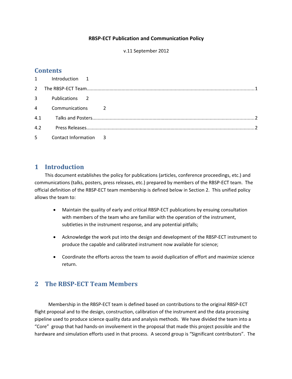 RBSP-ECT Publication and Communication Policy