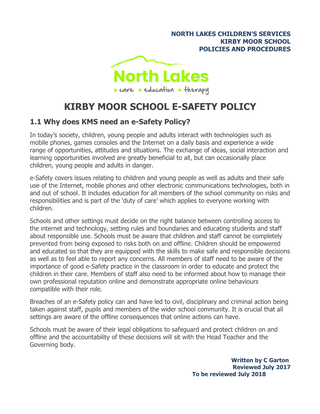 Schools and Settings E Safety Policy Template 2012