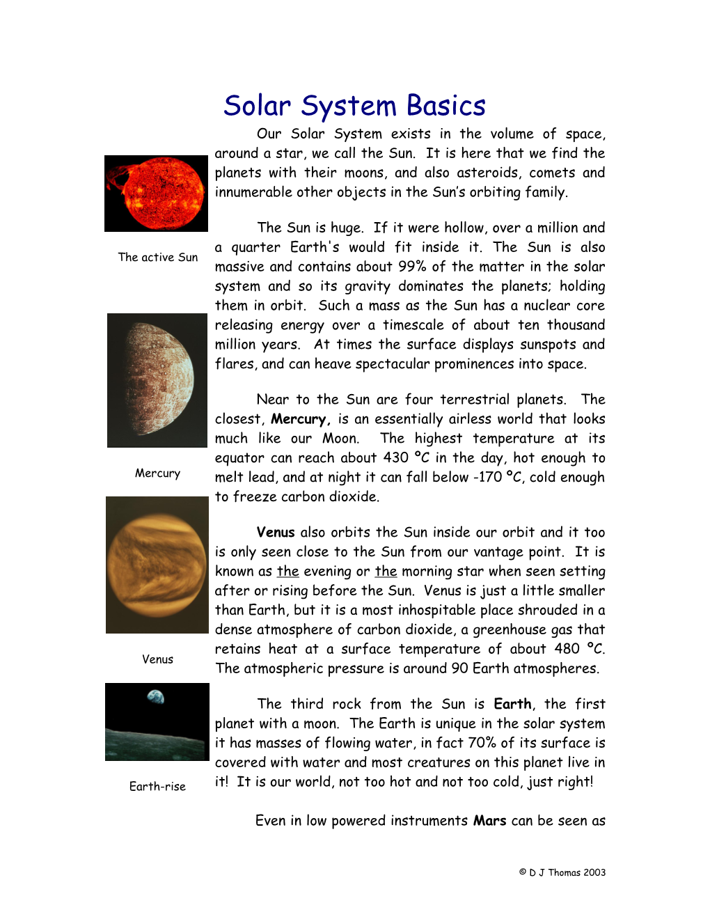 Solar System Basics